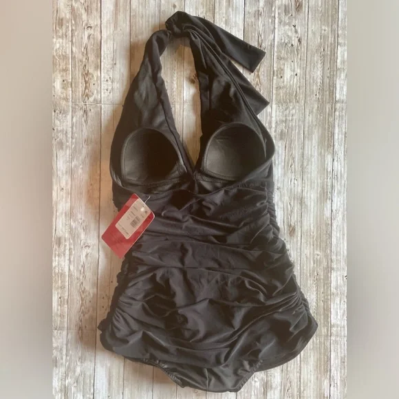 🆕 MAGICSUIT Halter Neck Tummy Control Swim Dress Black 10 - Picture 8 of 16